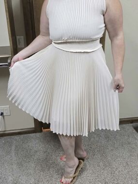 Nanette Lepore Cream Pleated Skater Skirt